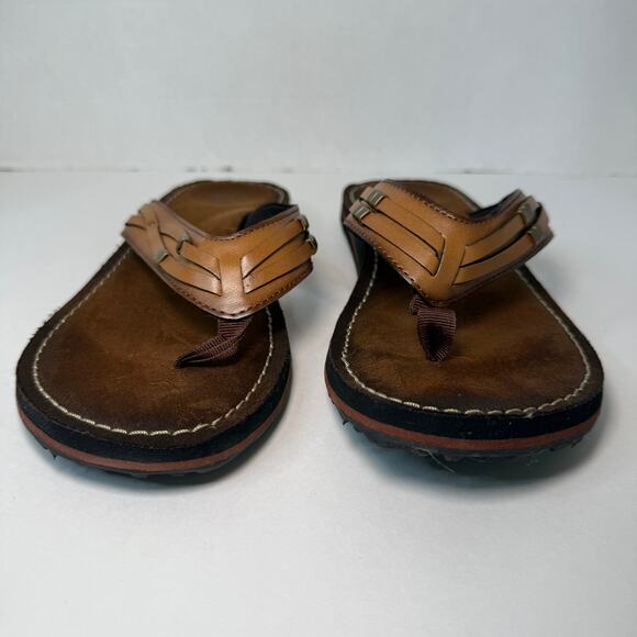 Clarks Women's Fenner Nerice Leather Thong Slip On Sandals Brown Size 8 - Picture 3 of 8